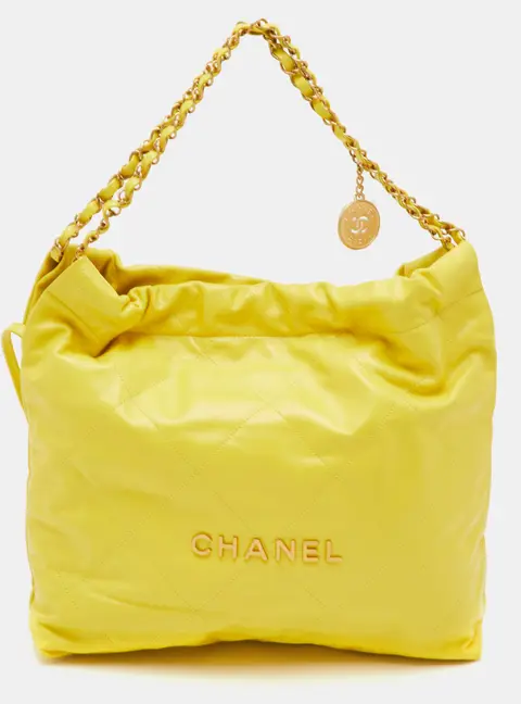 Chanel 22 Medium Yellow Quilted Leather Shoulder Bag