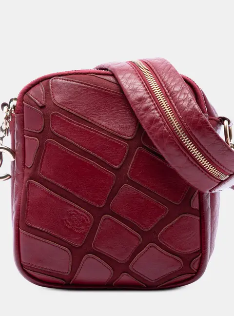 Chanel CC Jersey Lambskin Scale Red Crossbody Camera Bag