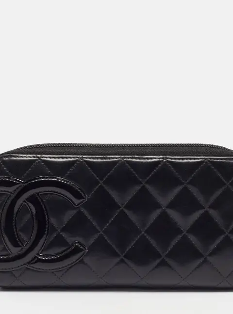 Chanel CC Cambon Ligne Black Quilted Leather Continental Wallet