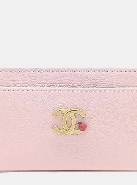 Chanel Card Holder Pink Leather Card Holder Bag