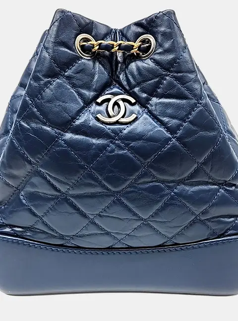 Chanel Gabrielle Small Blue Quilted Aged Calfskin Leather & Smooth Calfskin Leather Backpack Bag