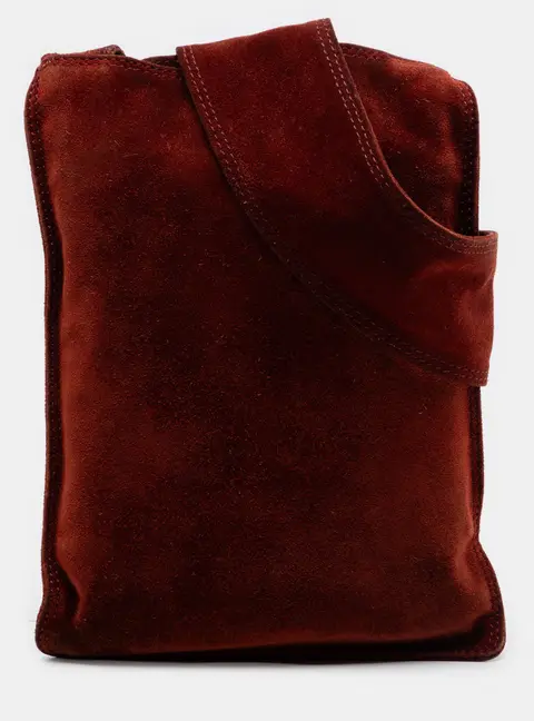 Chanel Vintage Suede Flat Strap Brown Suede Crossbody Bag