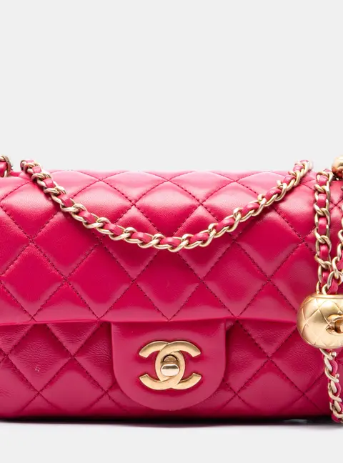 Chanel Pearl Crush Mini Rectangular Pink Lambskin Single Flap Bag