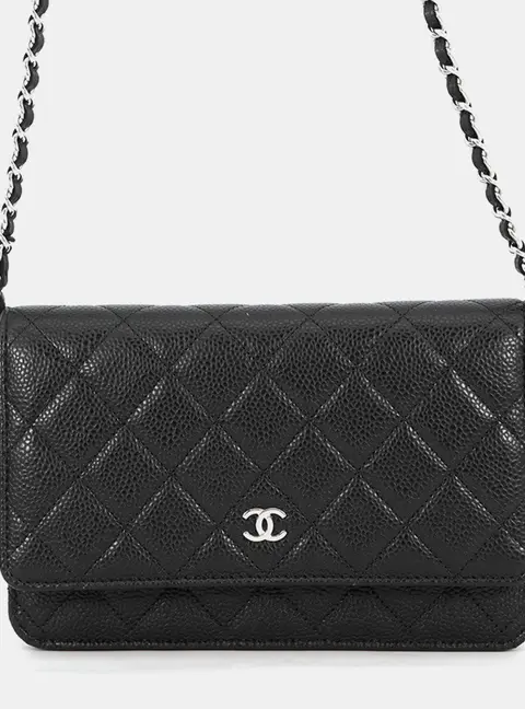 Chanel Wallet on Chain Black Caviar Leather Shoulder Bag