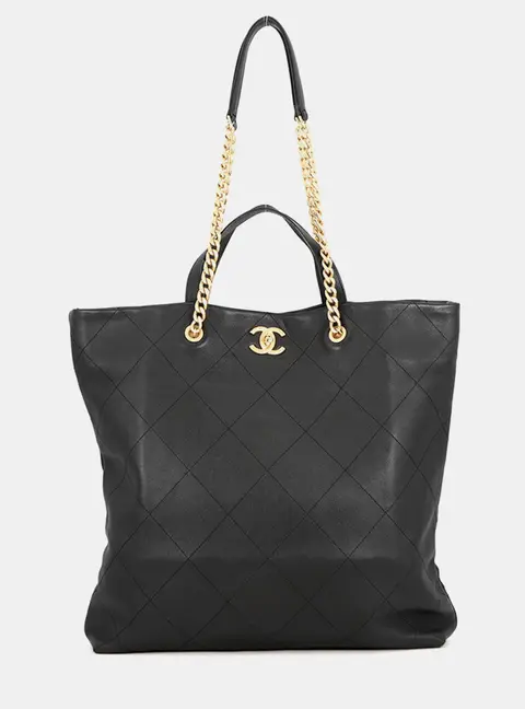 Chanel Matelasse Maxi Black Soft Caviar Leather Shopping Bag