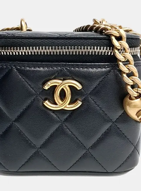 Chanel Heartball Vanity Mini Black Lambskin Leather Crossbody Bag