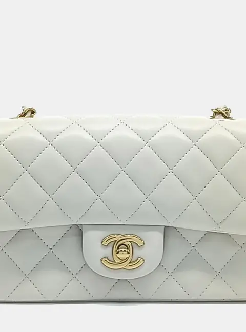 Chanel Classic New Mini White Lambskin Leather Crossbody Bag