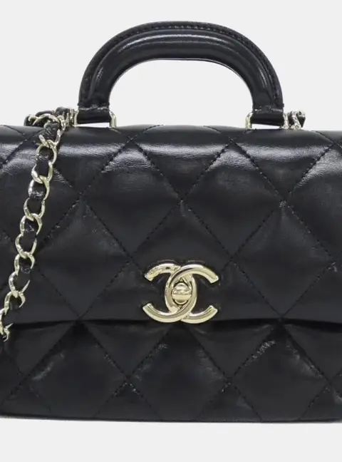 Chanel AS4543 Black Shiny Lambskin Top Handle Bag