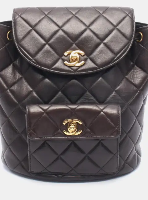Chanel Duma Medium Dark Brown Lambskin Leather Backpack Bag