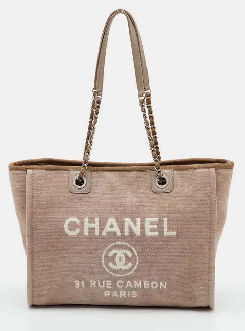 Chanel Deauville Medium Beige Canvas Tote