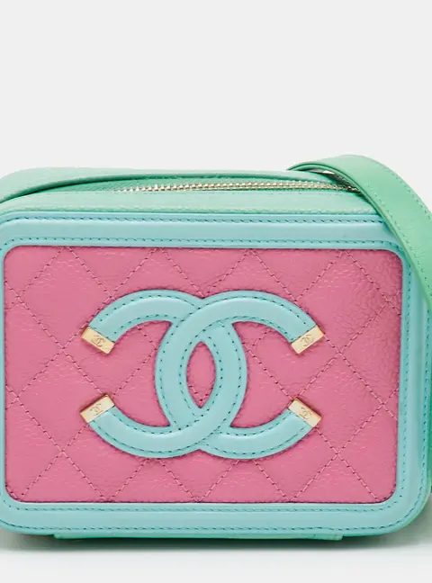 Chanel Filigree Vanity Mini Pink/Green Caviar Quilted Leather Bag