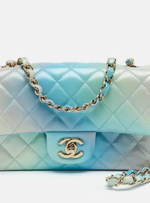 Chanel Rectangular Flap Mini Multicolor Tie Dye Ombre Quilted Leather Shoulder Bag