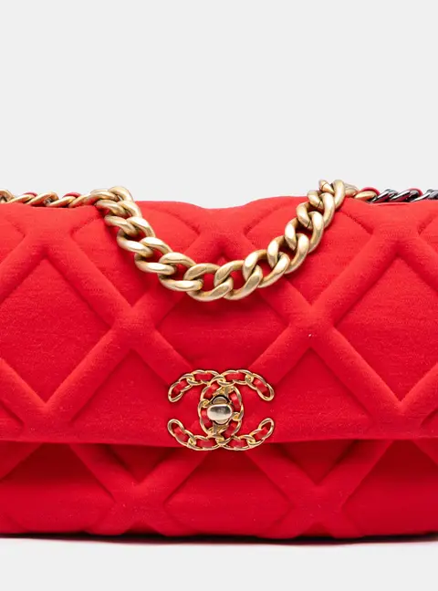 Chanel 19 Medium Red Quilted Jersey Shoulder Bag