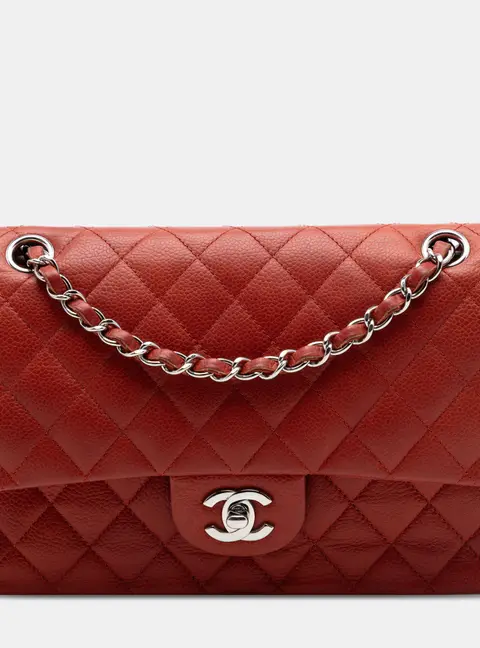Chanel Classic Medium Red Caviar Leather Flap Bag