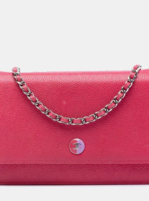 Chanel Caviar Bicolor CC Mini Fuchsia Caviar Leather Wallet On Chain Crossbody Bag