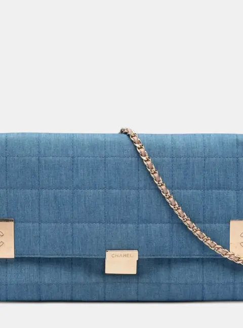 Chanel CC Chocolate Bar Medium Blue Denim Flap Shoulder Bag