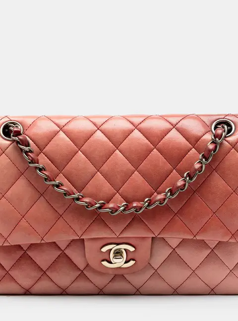 Chanel Classic Medium Ombre Coral Lambskin Double Flap Bag