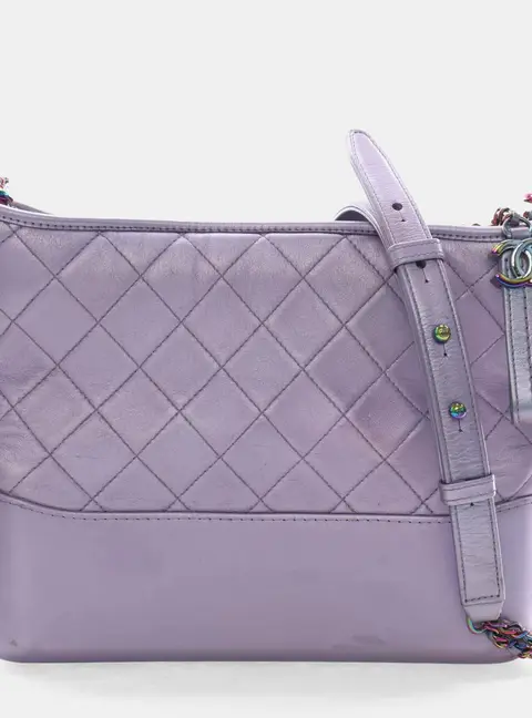 Chanel Gabrielle Medium Iridescent Light Purple Lambskin Calfskin Leather Hobo Bag