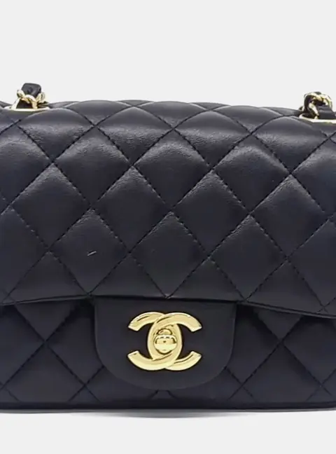 Chanel Petite Sac Black Lambskin Leather Crossbody Bag