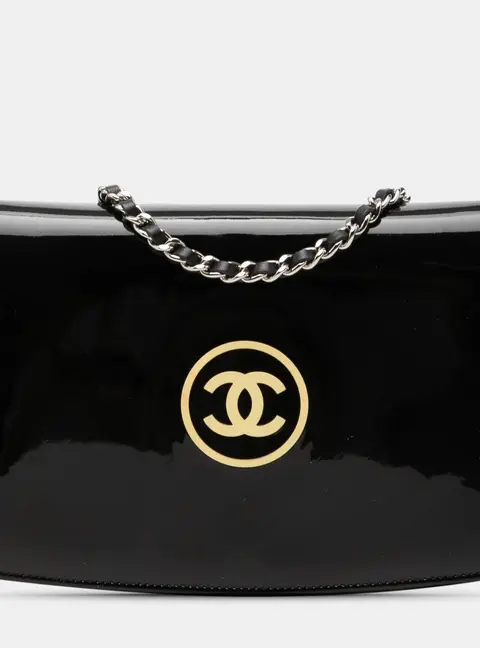 Chanel CC Patent Compact Black Patent Leather Wallet On Chain Bag