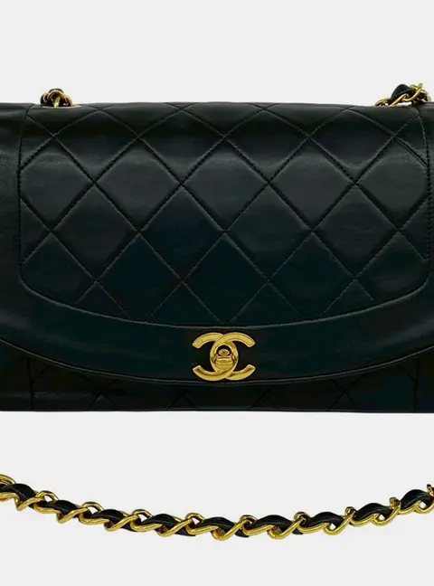 Chanel Diana Medium Black Lambskin Shoulder Bag