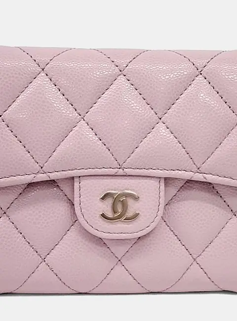 Chanel Classic Small Pink Caviar Leather Bifold Wallet