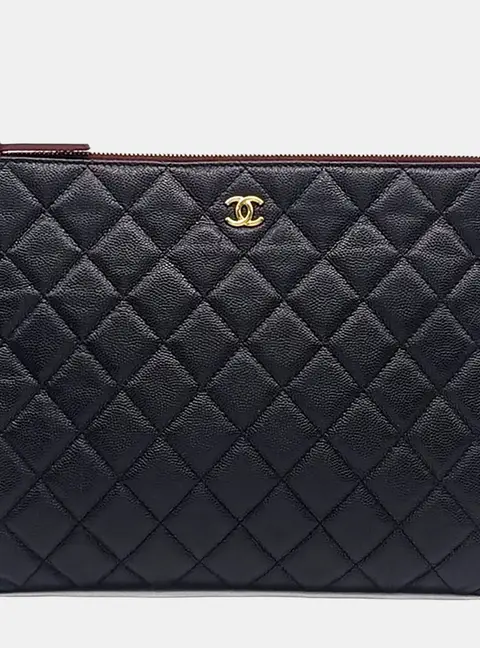 Chanel Clutch New Medium Black Caviar Leather Clutch Bag
