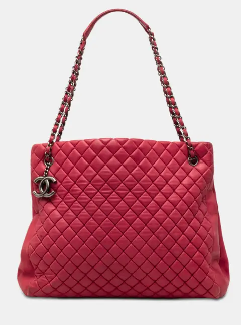 Chanel New Bubble Large Dark Grey Quilted Iridescent Calfskin Tote Bag