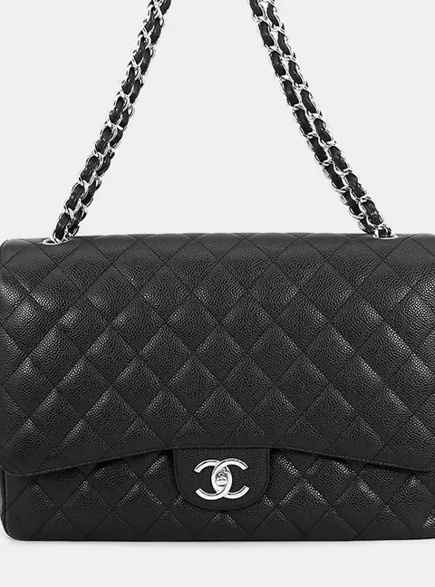 Chanel Classic Double Flap Medium Black Caviar Leather Shoulder Bag