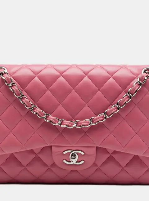 Chanel Classic Jumbo Pink Lambskin Leather Shoulder Bag