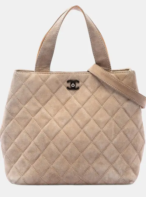 Chanel Vintage Quilted Suede Turnlock Satchel Black Suede Satchel Bag