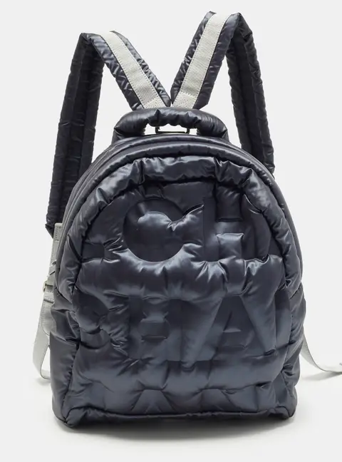 Chanel Doudoune Metallic Blue Embossed Nylon Backpack