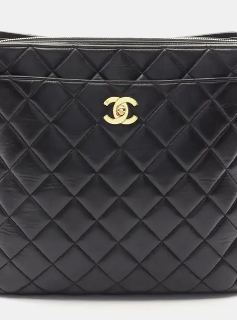 Chanel Matelasse CC Square Black Lambskin Backpack Bag