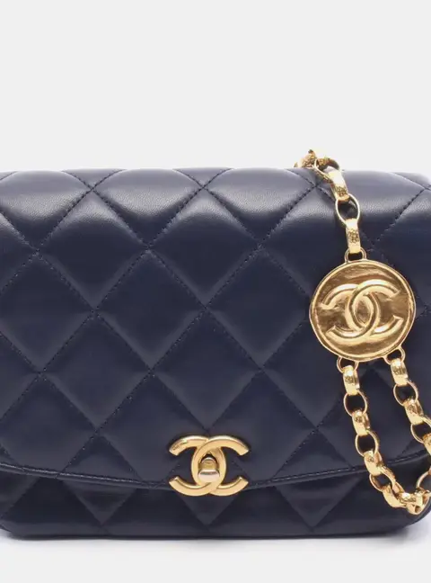 Chanel CC Coin Small Navy Lambskin Leather Shoulder Bag