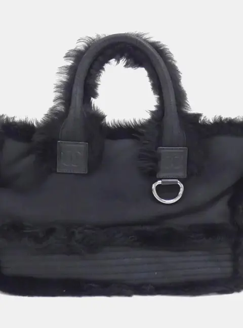 Chanel Sport Line 36652 Black Mouton Fur Top Handle Bag