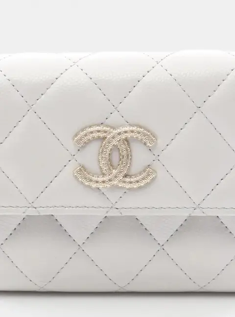 Chanel Classic Flap Small Gray Grained Calfskin Leather Wallet