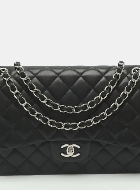 Chanel Classic Jumbo Black Quilted Leather Single Flap Bag