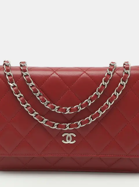 Chanel WOC Red Quilted Leather Bag