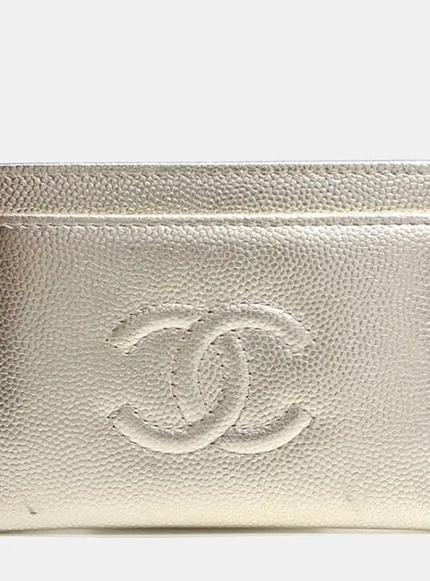 Chanel Gold Leather Card Wallet