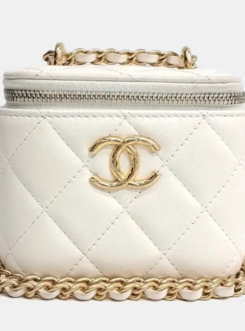 Chanel White Leather Vanity Mini Crossbody Bag AP3103