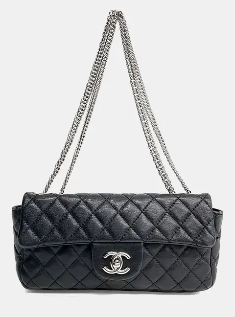 Chanel Quilted Medium Black Calfskin Leather Flap Bag