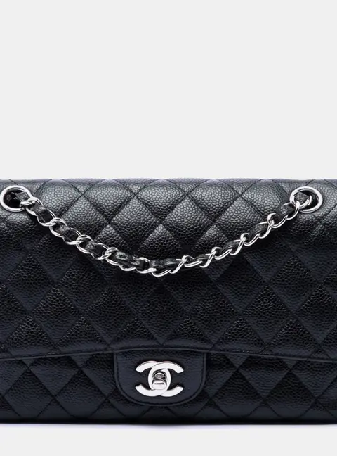 Chanel Classic Double Flap Medium Black Caviar Leather Shoulder Bag
