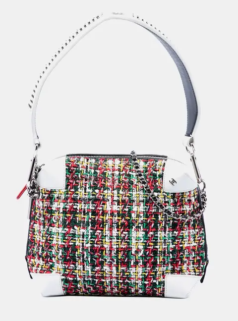 Chanel Tweed Street Allure Mini Multicolor/White Tweed Calfskin Leather Crossbody Bag