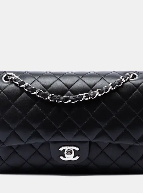 Chanel Medium Classic Double Flap Black Lambskin Shoulder Bag