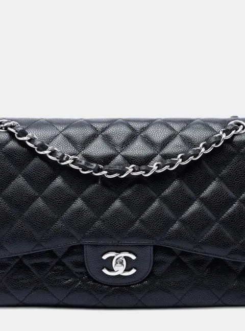 Chanel Classic Jumbo Black Caviar Flap Bag