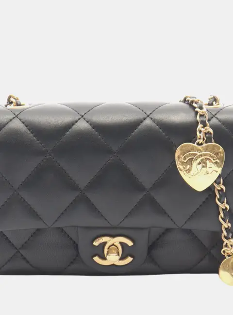 Chanel Mini Rectangular Quilted Lambskin Heart Charms Flap Bag
