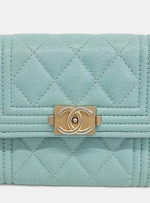 Chanel Green Caviar Boy Wallet A81965