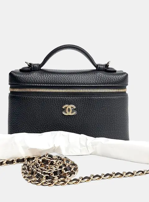 Chanel Trendy CC Cosmetic Case Black Grained Calfskin Leather Shoulder Bag