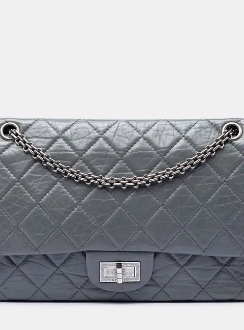 Chanel Reissue 2.55 Double Flap 227 Grey Aged Calfskin Leather Shoulder Bag