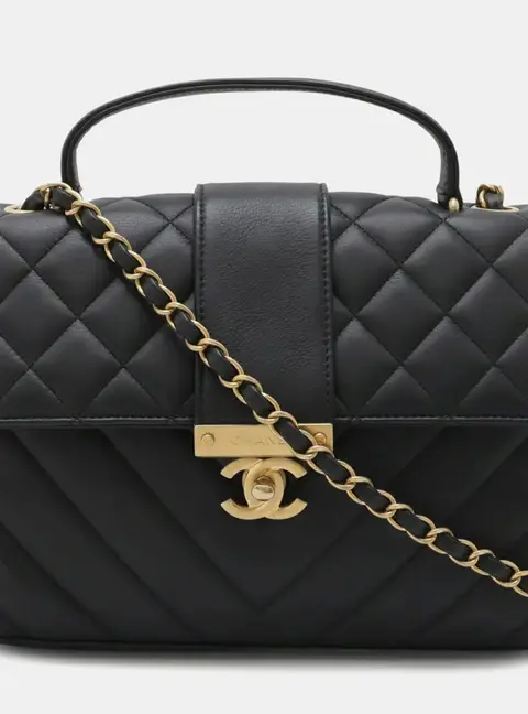 Chanel In The City Medium Black Calfskin Leather Top Handle Bag